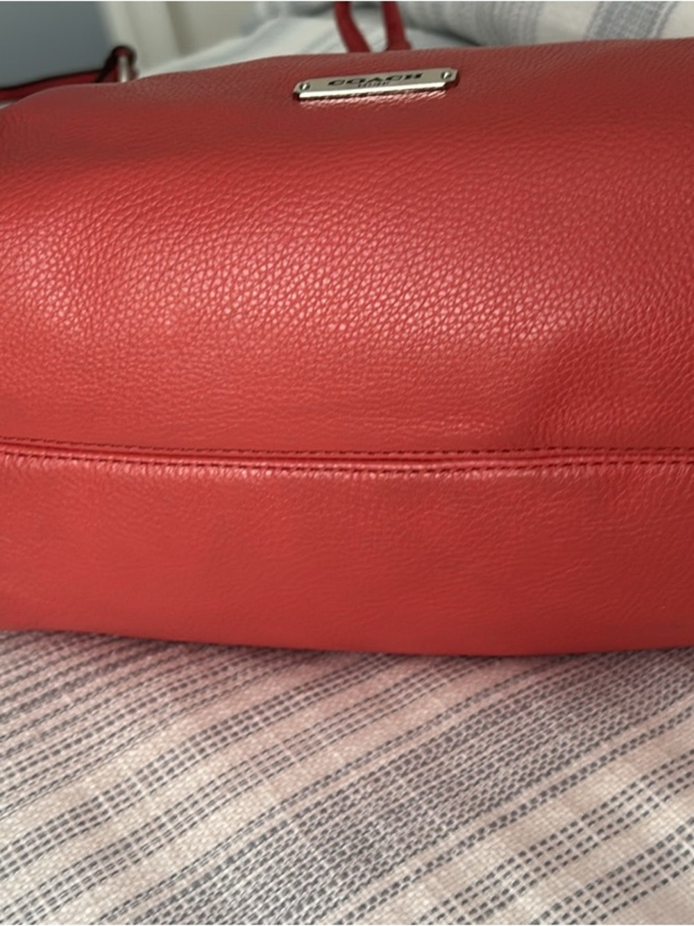 Coach Red Pebbled Leather Drawstring Shoulder Bag - Picture 5 of 8